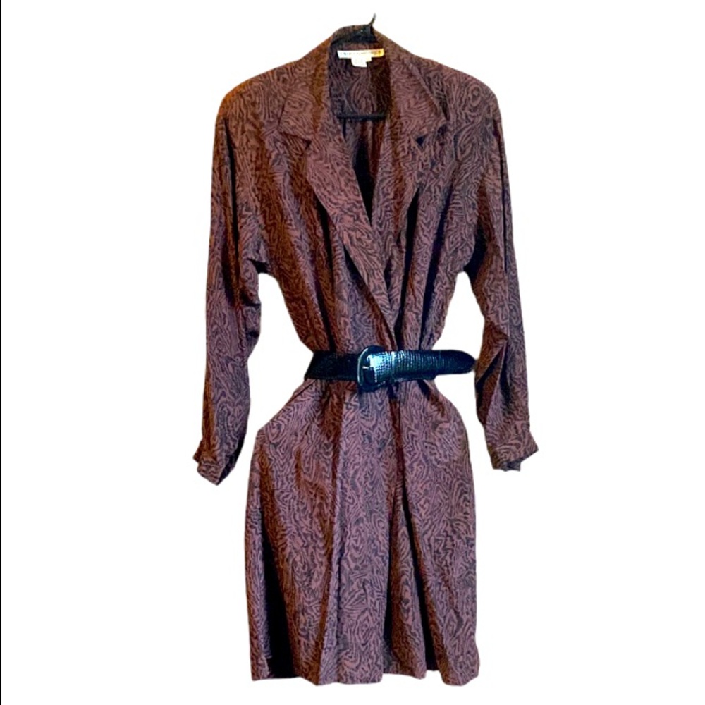 Vintage Cathy Hardwick Abstract Print Silk Dress Sz 10